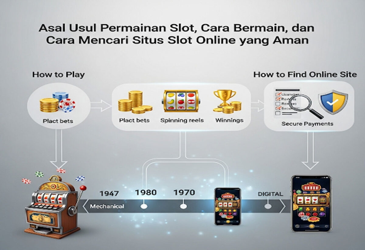 Asal Usul Permainan Slot, Cara Bermain, dan Cara Mencari Situs Slot Online yang Aman